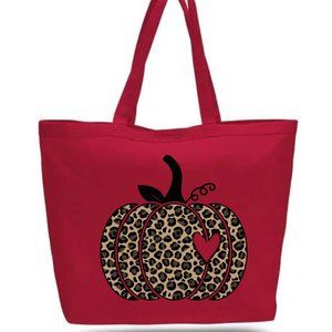 Leopard Pumpkin Canvas Tote